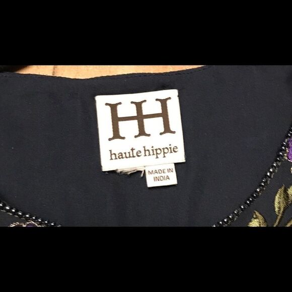 Haute Hippie Blue Floral Silk Button Down Blouse Medium - Picture 7 of 8